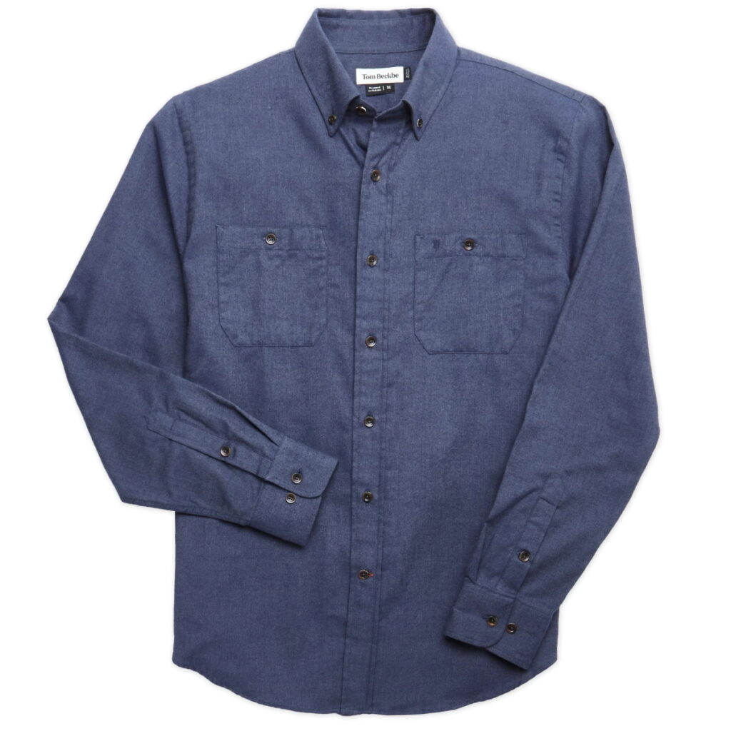 Brushed Cotton Twill Shirt - Navy | Berings