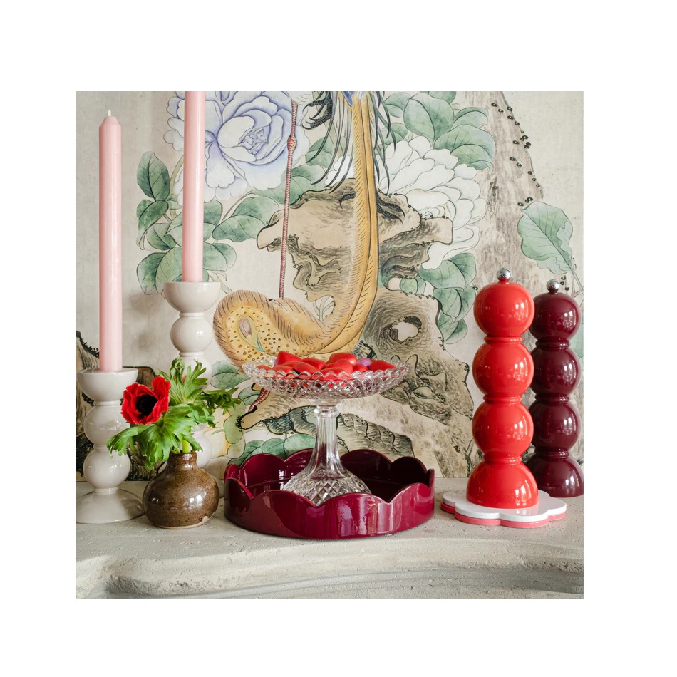 Addison Ross Small Round Scallop Tray - Cherry Red