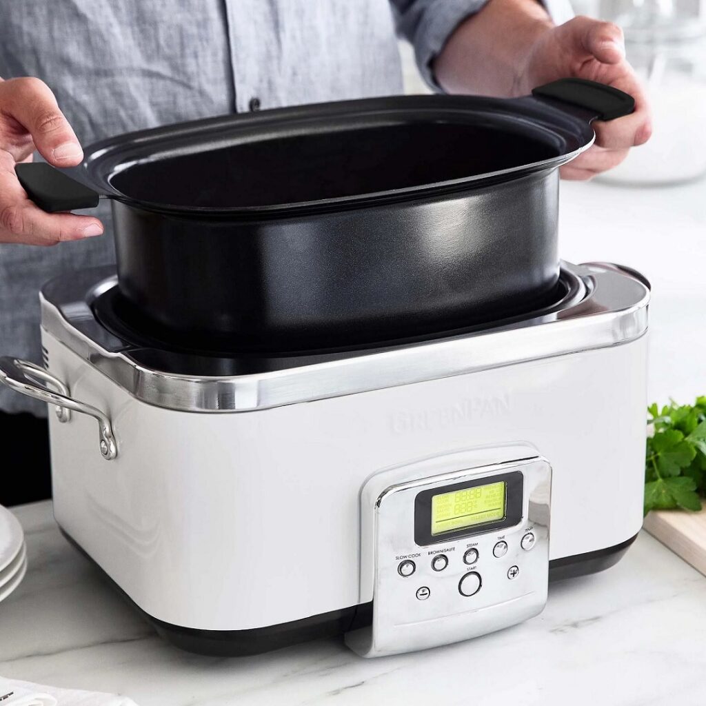 Modern Portable 6 Quart Programmable Slow Cooker W/ Lid Cooking