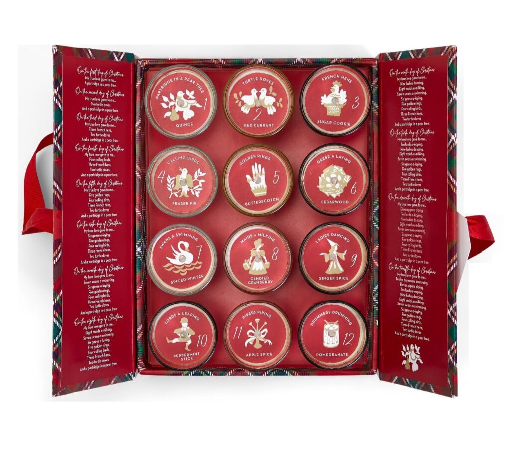 Twelve Days of Christmas Set of 12 Scented Candles