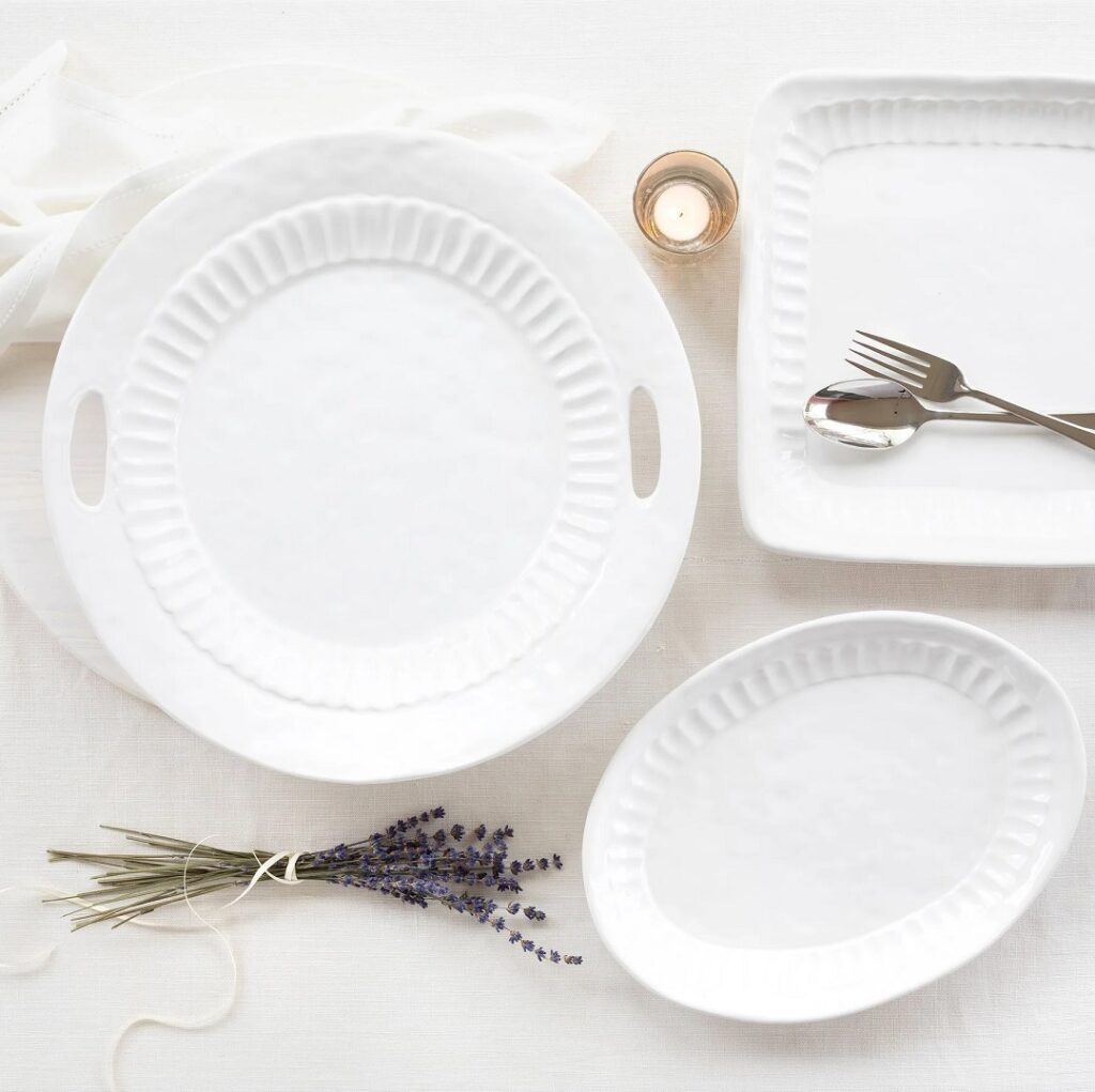 Vietri Pietra Serena Handled Round Platter