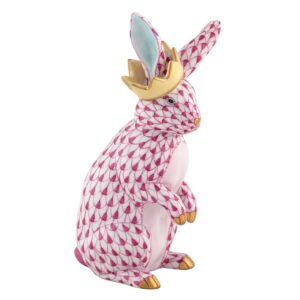 Herend Bunny with Crown - Raspberry