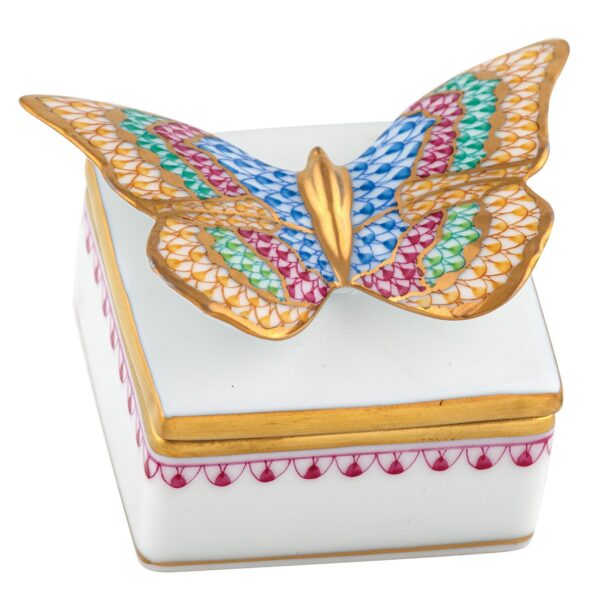 Herend Butterfly Box - Raspberry