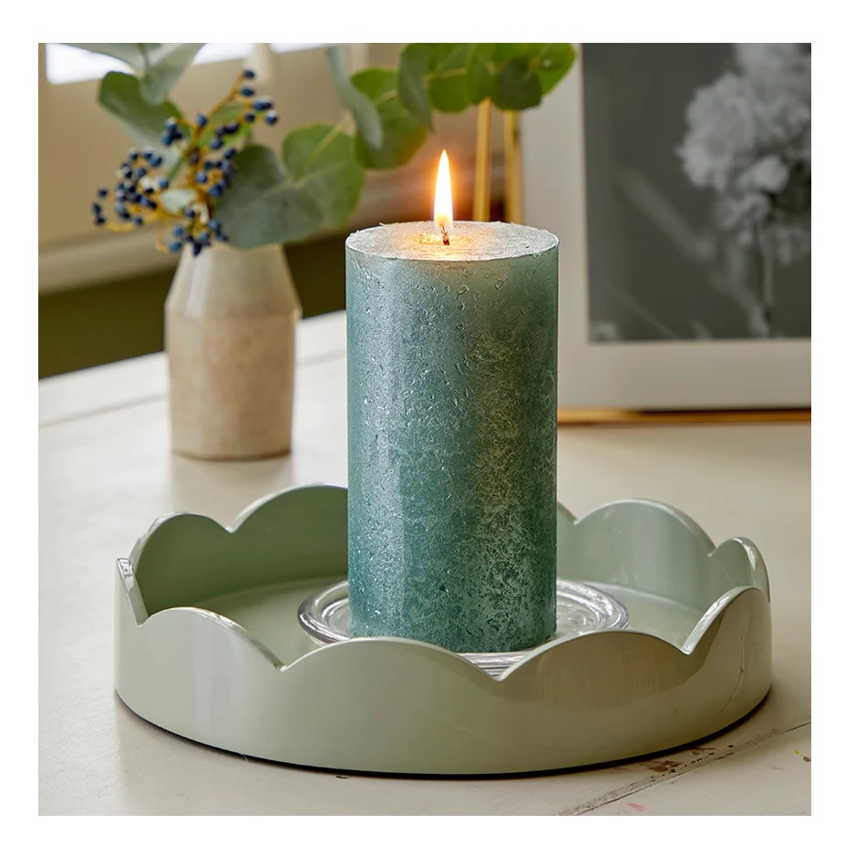 Addison Ross Small Round Scallop Tray - Sage Green
