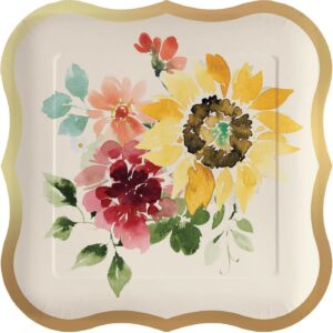 Design Design Elegant Sunflowers Paper Salad/Dessert Plates