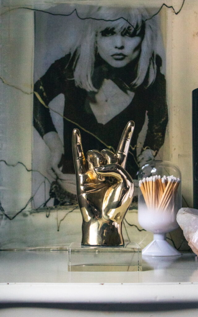 Hook Em Horns Hand Sign Sculpture in Brass4