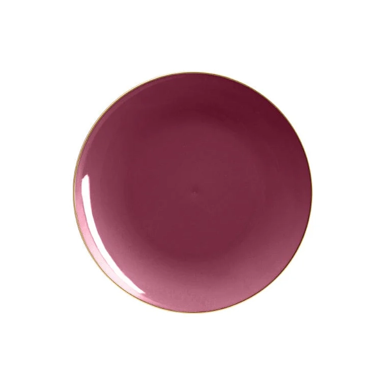 Luxe Party Cranberry and Gold Round Plastic Salad Plates