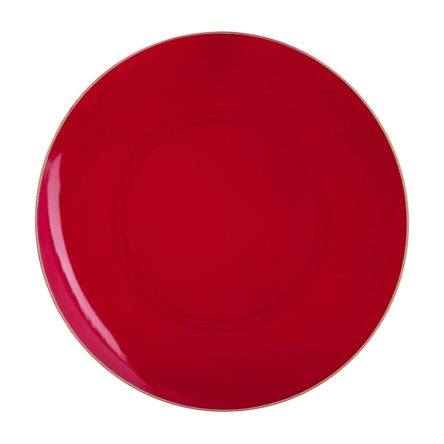 Luxe Party Red and Gold Round Plastic Dinner Plates