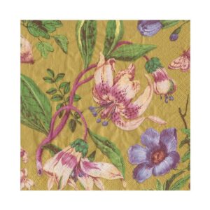Caspari Porcelain Blooms Gold Luncheon Napkins