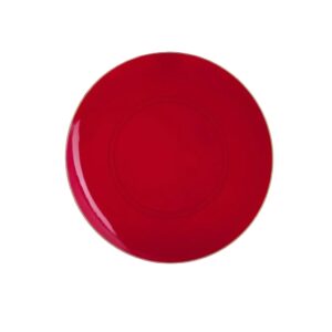 Luxe Party Round Plastic Dinner Plates - Red/Gold