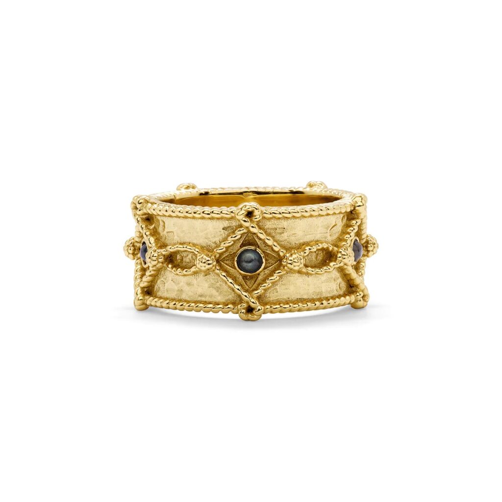 Victoria Ring Band - Gold/Blue Labradorite