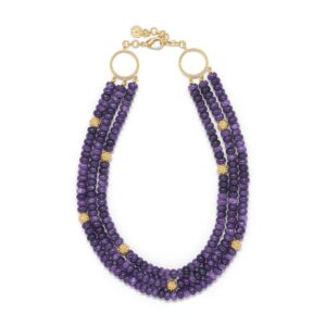 Berry & Bead Triple Strand Necklace - Violet Jade