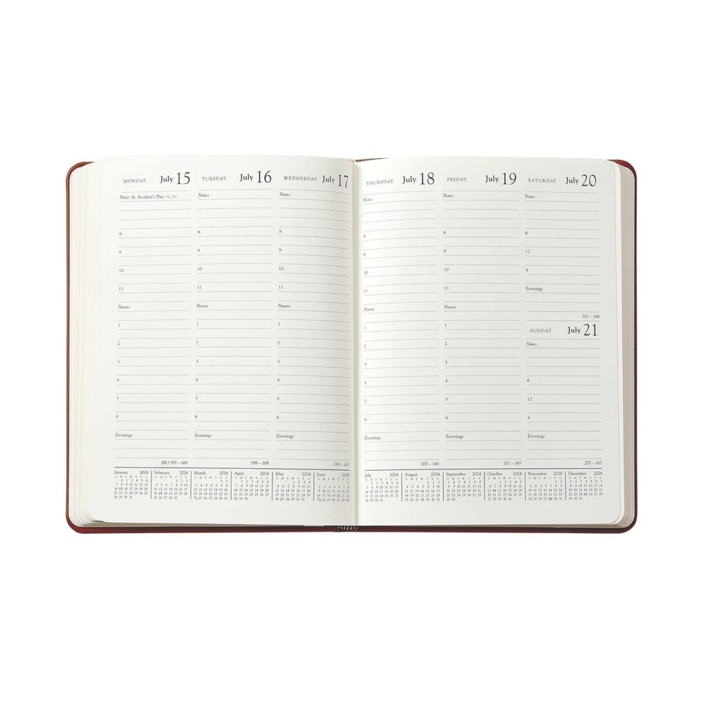 2024 Desk Diary - Blue Traditional Leather