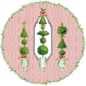 Caspari Eloise Red Round Paper Placemats