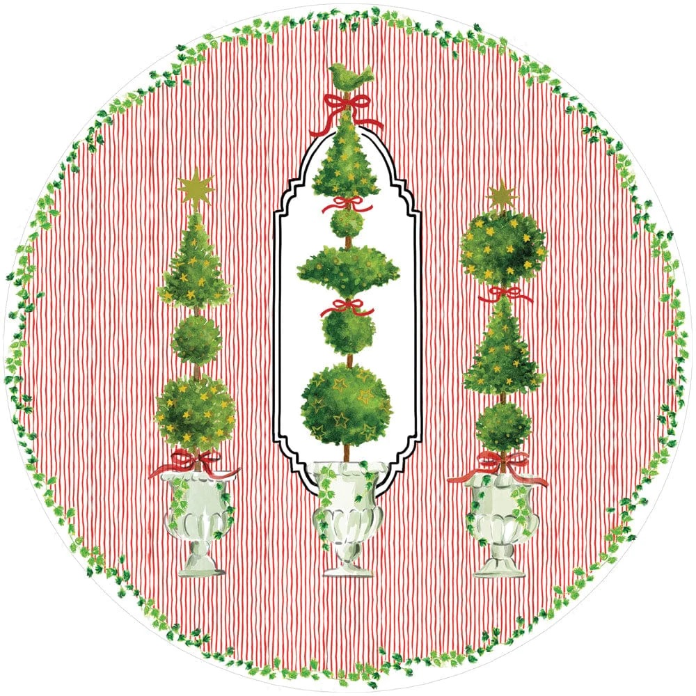 Caspari Eloise Red Round Paper Placemats Berings