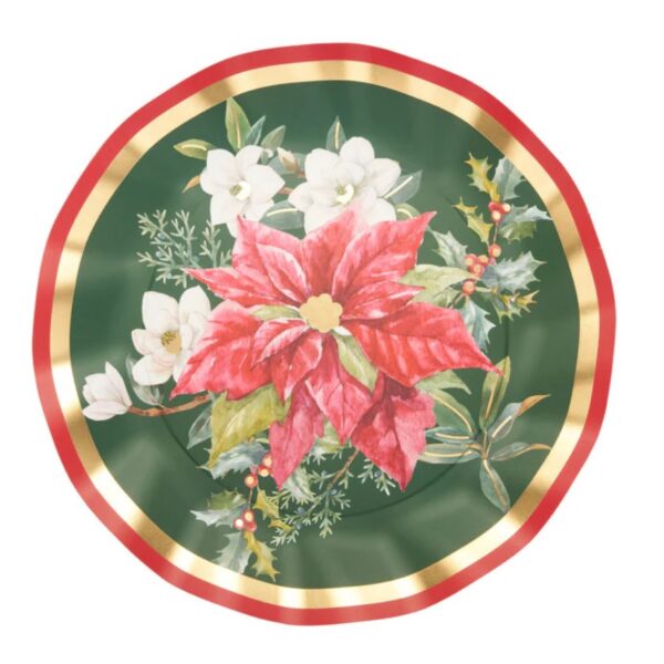 Evergreen Floral Wavy Paper Dinner Plates