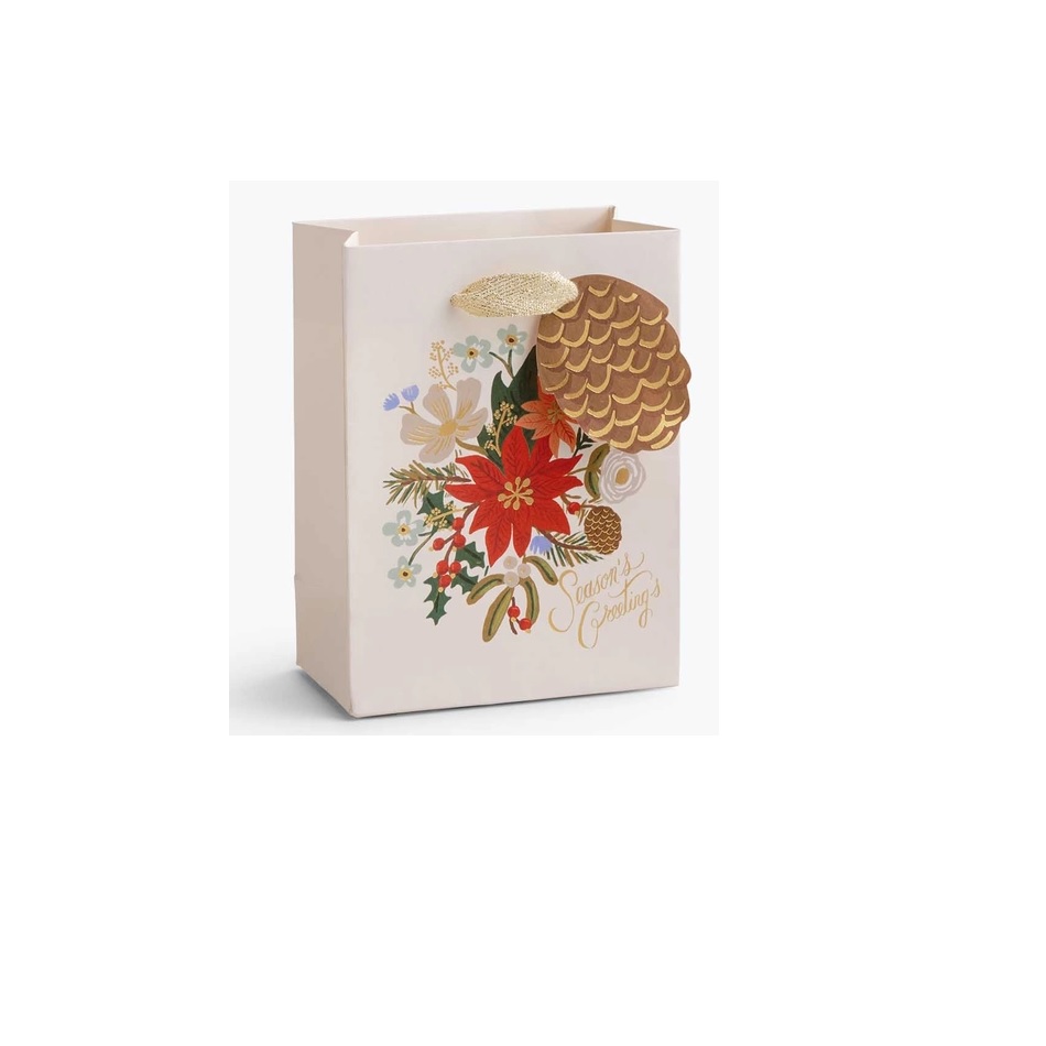 Rifle Paper Co. Holiday Bouquet Gift Bag Small Berings