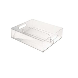 iDesign Linus Shallow Divided Stacking Bin - Clear