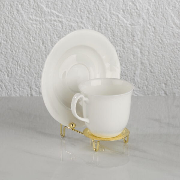 Tripar Etched Base Brass Finish Cup & Saucer Stand2
