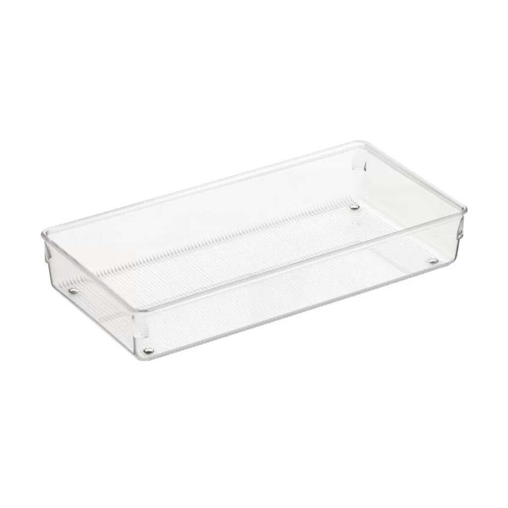 mDesign Stackable Divided Battery Storage Organizer Box Clear