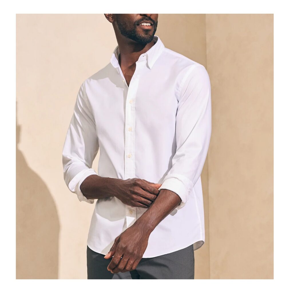 Faherty The Movement Long Sleeve Shirt - Cloud White