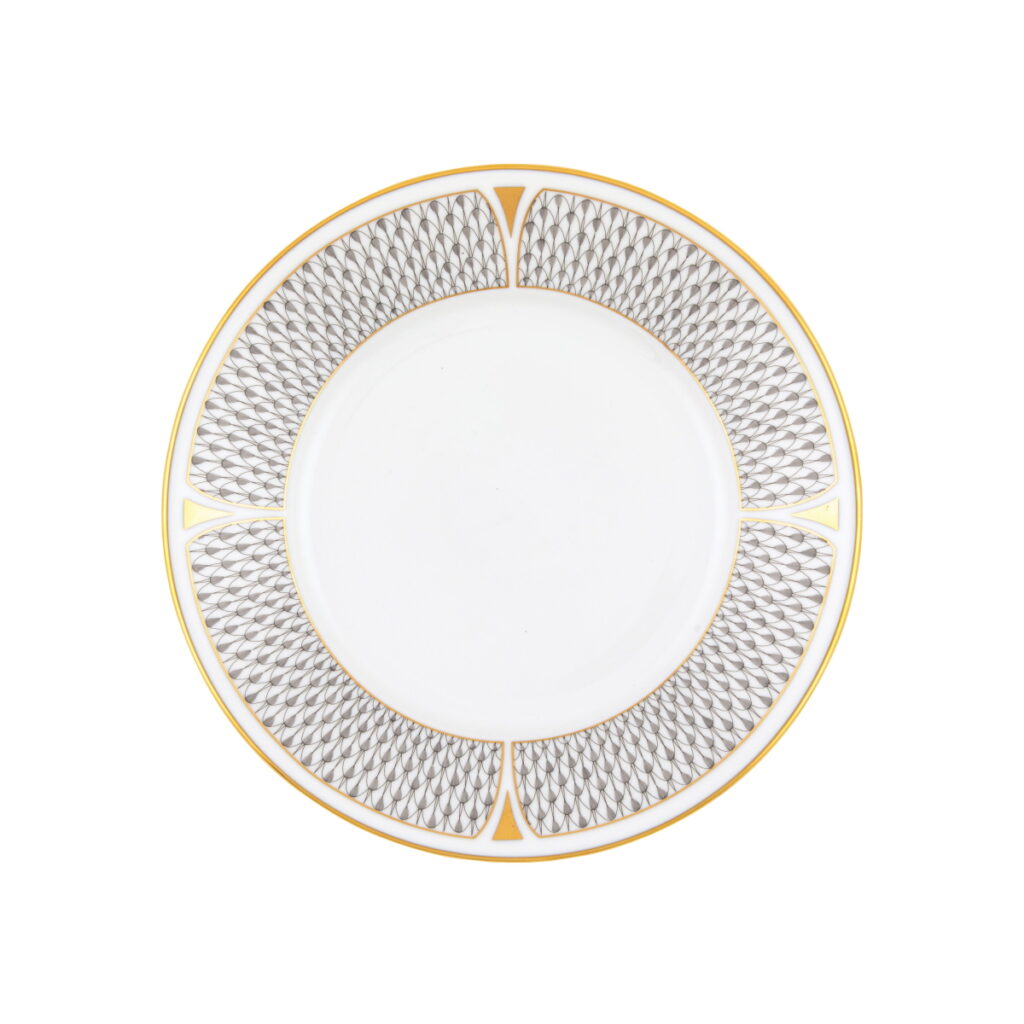 Herend Art Deco Dessert Plate - Gray