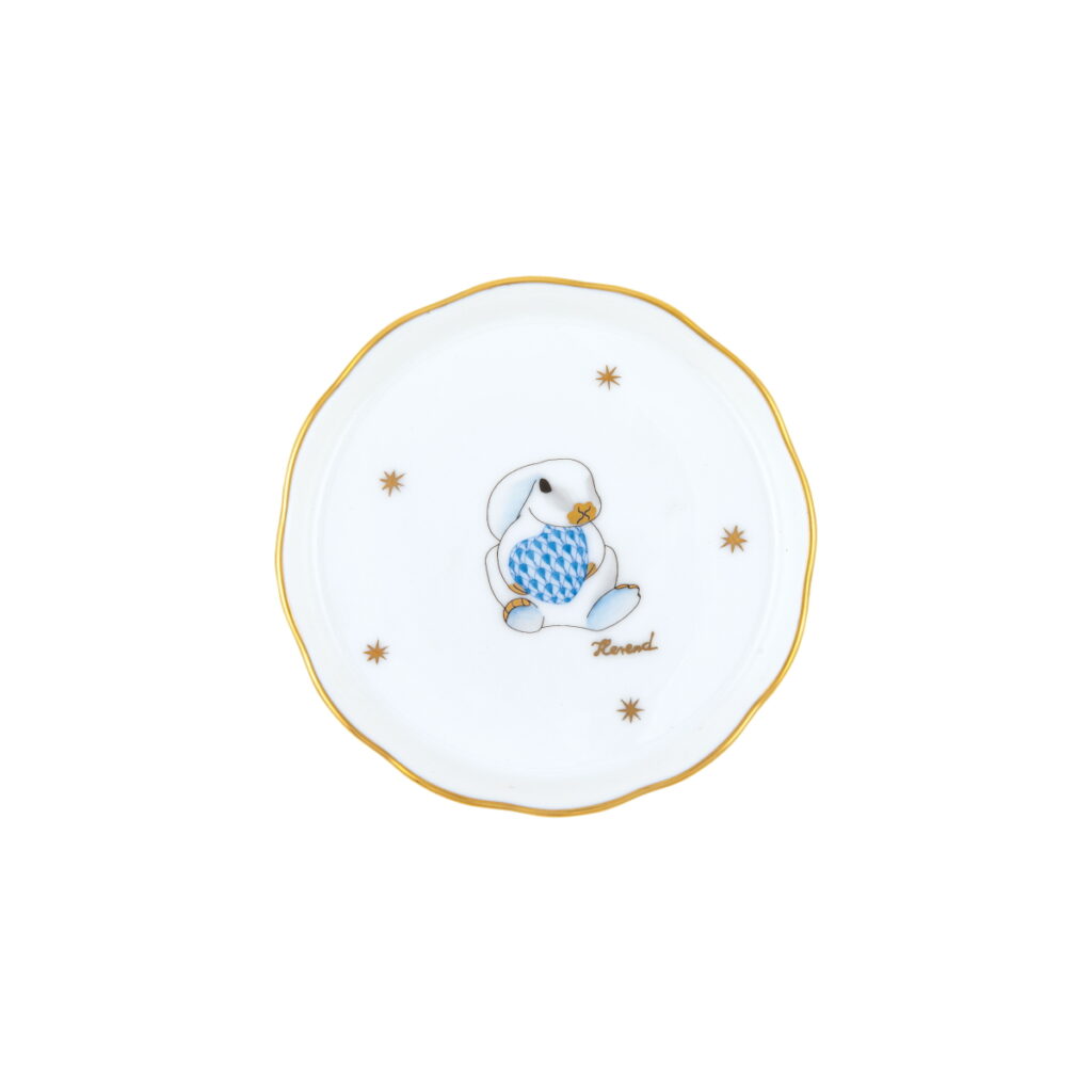 Herend Coaster with Bunny - Blue