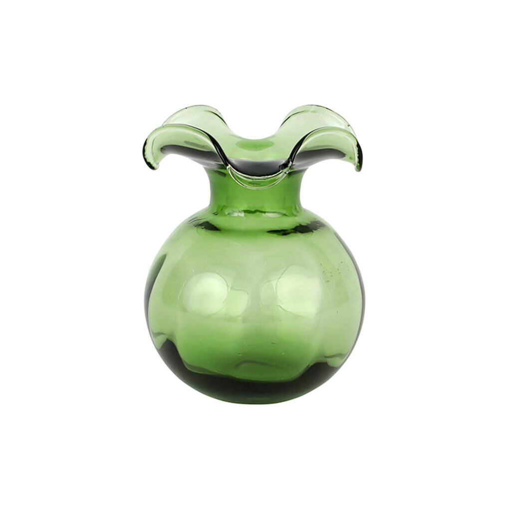 Vietri Hibiscus Glass Bud Vase Dark Green Berings