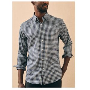 Faherty The Movement Long Sleeve Shirt - Navy White Check