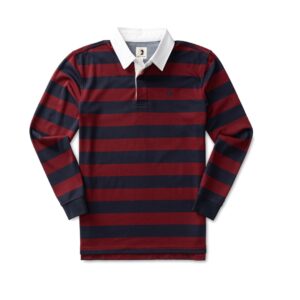 Duck Head Stripe Legacy Long Sleeve Rugby Shirt - Burnt Russet