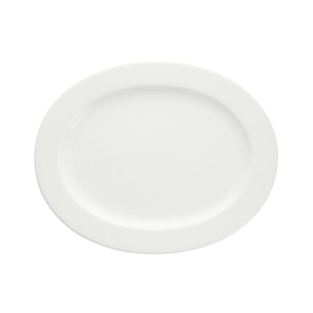 Esme White Non-Embossed Oval Platter 14"