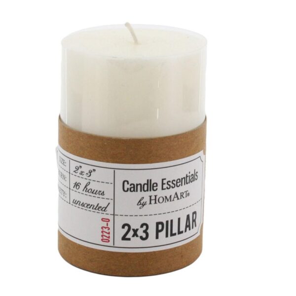 HomArt Pillar Paraffin Wax Candle, 2"x 3" - Ivory