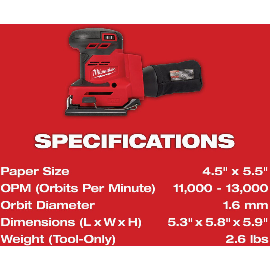 Milwaukee M18 Orbital qtr Sheet Sander2