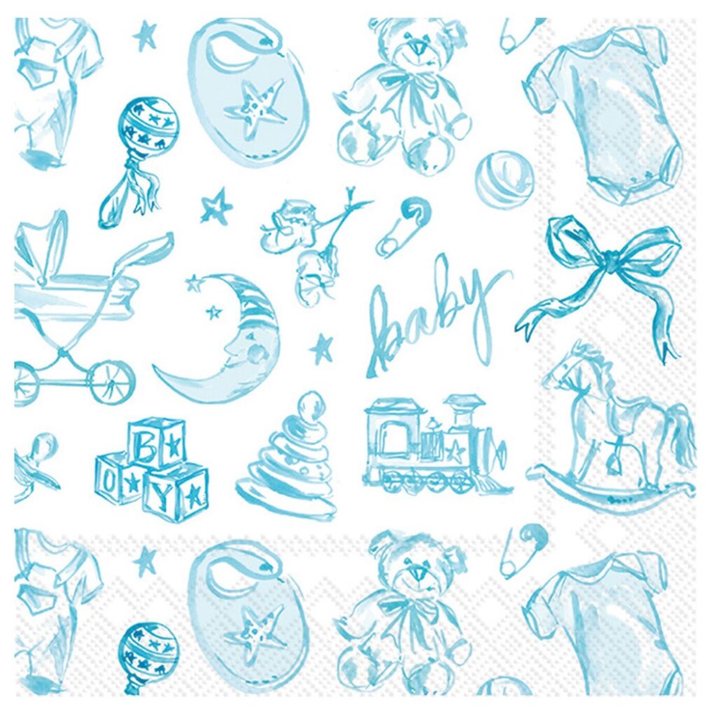 Baby Toile Paper Cocktail Napkins - Blue