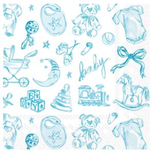 Baby Toile Paper Cocktail Napkins - Blue