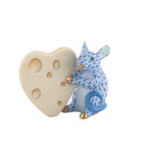 Herend Mouse with Heart Cheese - Blue