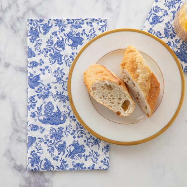 Hester & Cook Blue Regal Peacock Paper Guest Napkins