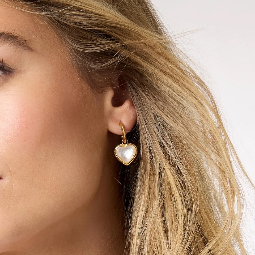 [Julie Vos] Honeybee Hoop & Charm Earrings-Iridescent Rose main image 1