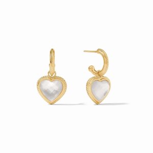 Julie Vos Heart Hoop & Charm Earrings - Iridescent Clear Crystal