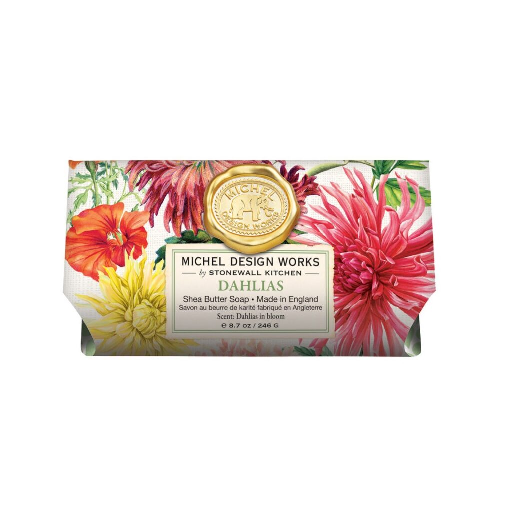 Michel Design Dahlias Large Bath Soap Bar