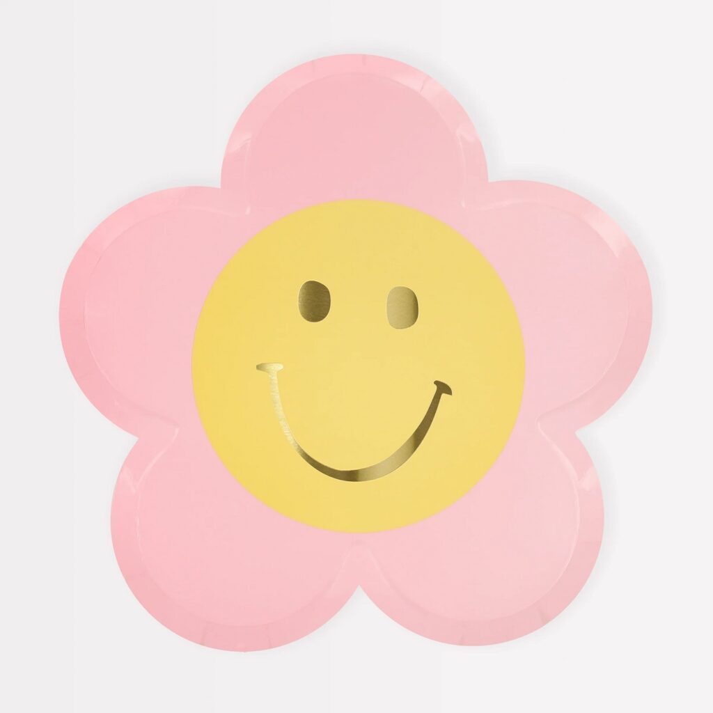 Meri Meri Happy Face Flower Paper Salad/Appetizer Plates