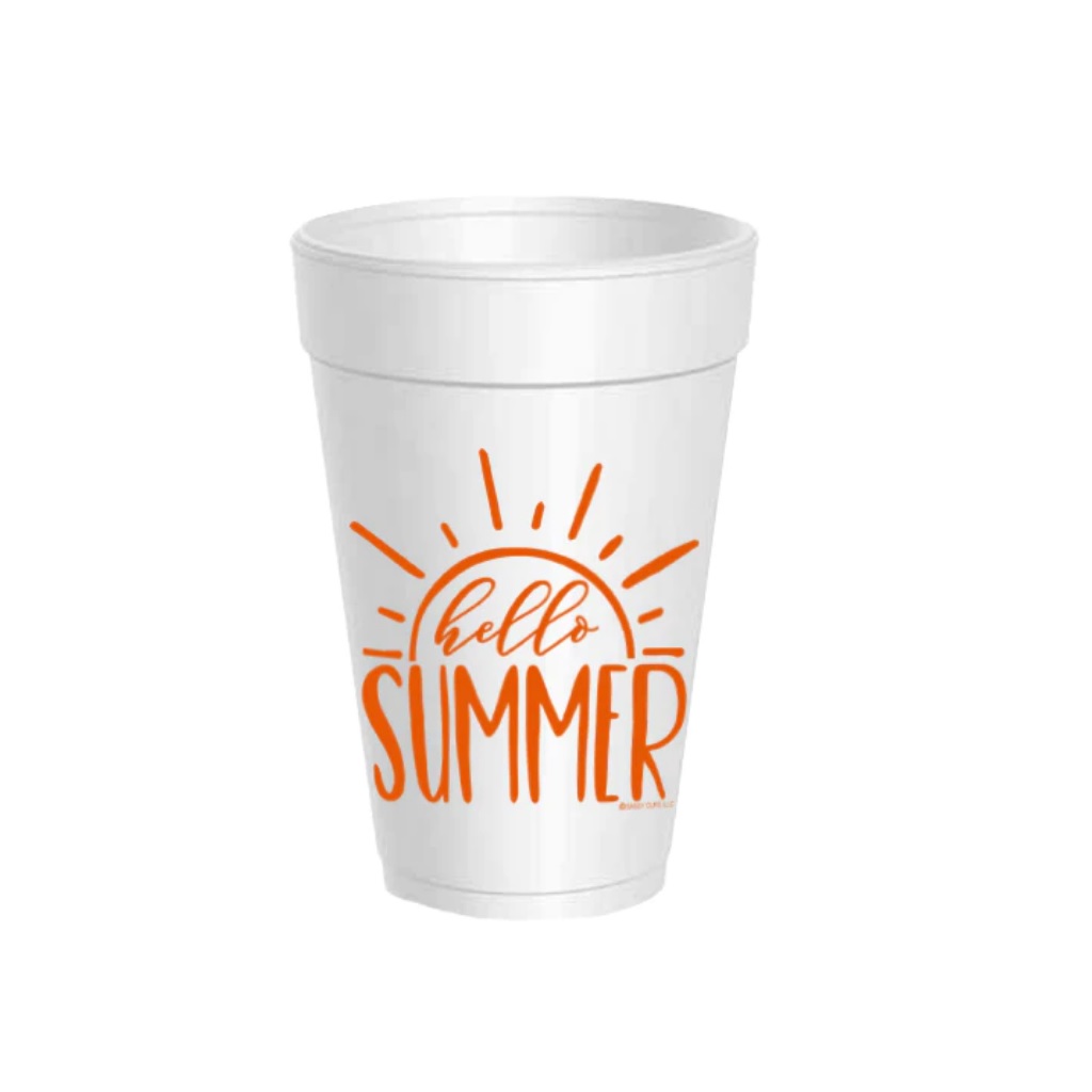 Hello Summer Styrofoam Cups 16oz.
