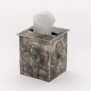 J. Alexander Stamped Tissue Box Cover with Turquoise