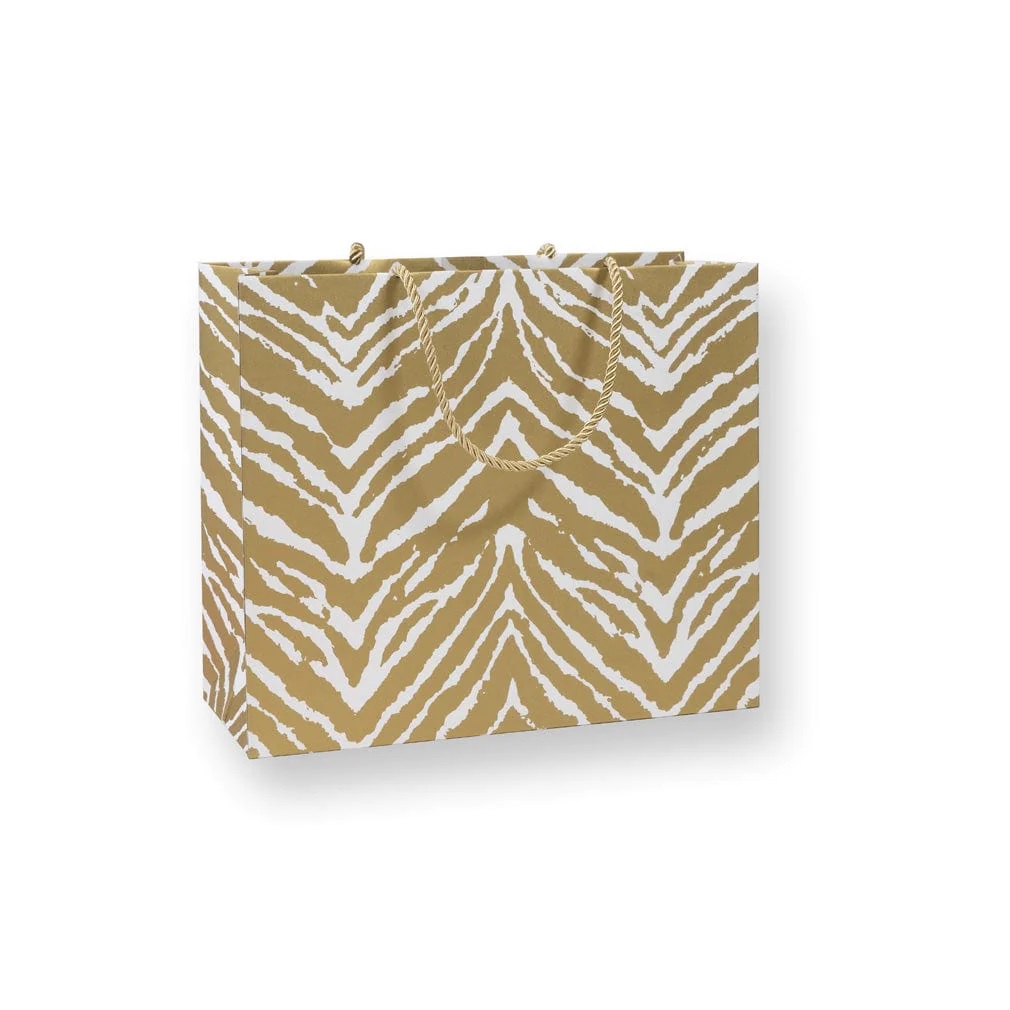 Caspari Go Wild Gold & White Large Gift Bag