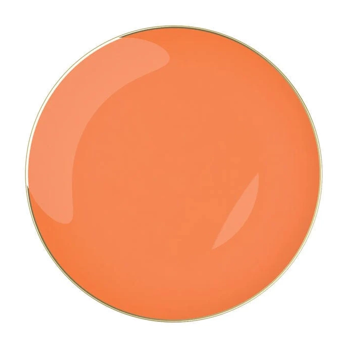 Luxe Party Orange and Gold Round Plastic Dinner Plates