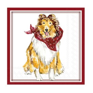 Maroon Collie Paper Cocktail Napkins