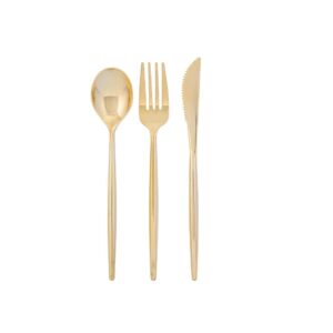 Luxe Party Matrix Gold Plastic 30pc Cutlery Set