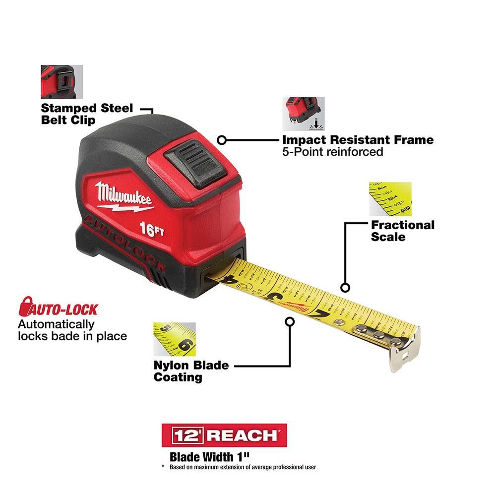 Milwaukee 16' Compact Auto-Lock Tape Measure