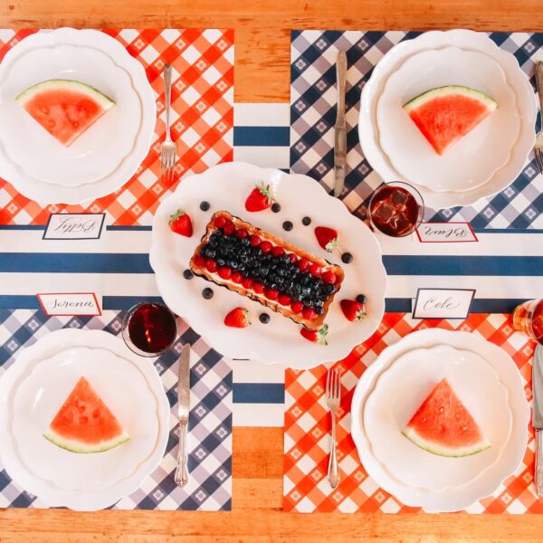 Hester & Cook Picnic Check Paper Placemats - Red/Blue