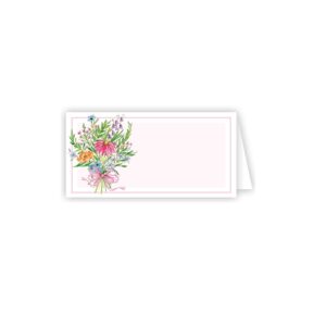 Handpainted Spring Flowers with Pink Bow Placecards